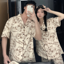Couple pajamas women Summer cotton short sleeve thin 2021 New ins style mens summer home suit suit