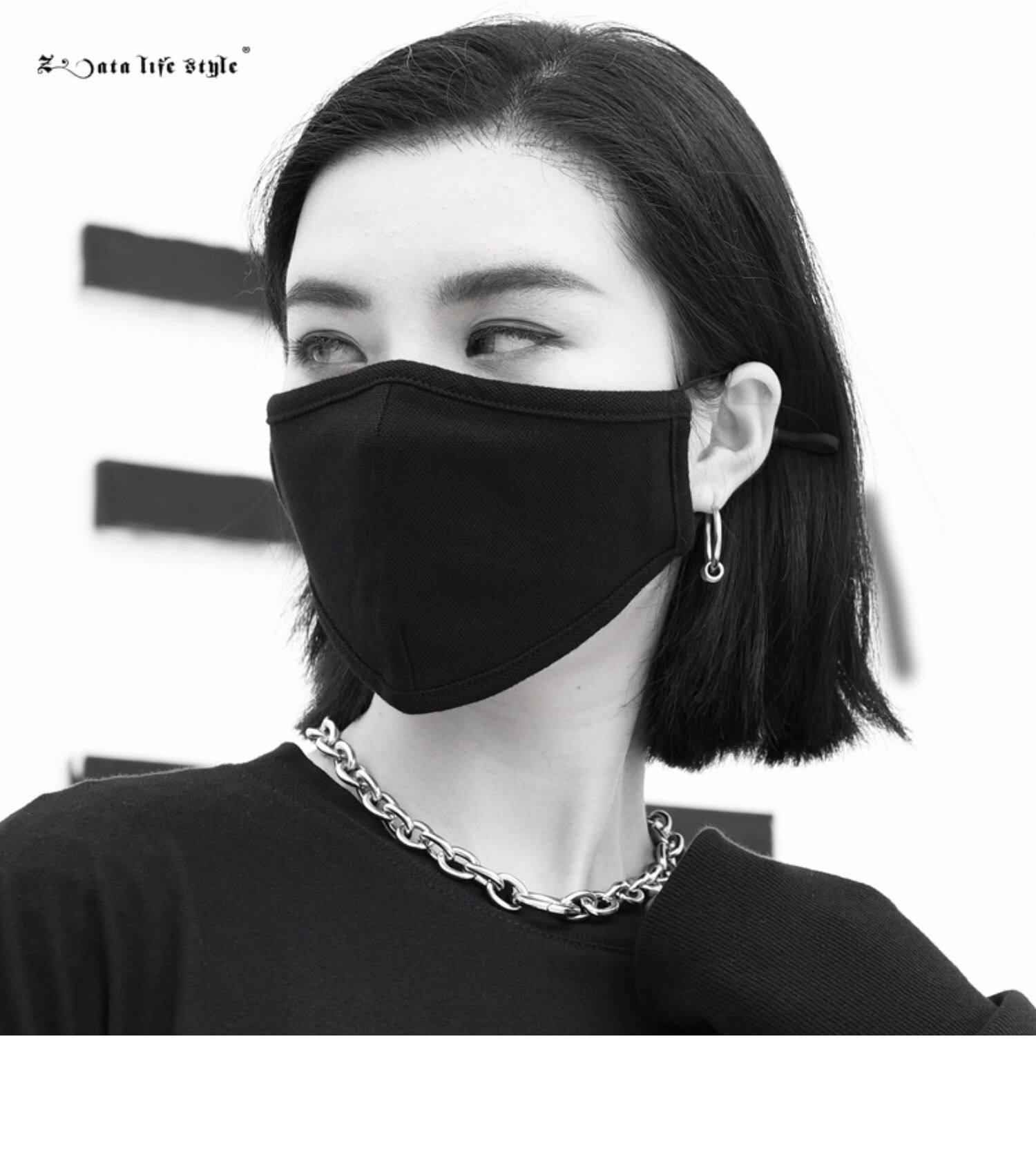 黑色时尚纯棉口罩女夏季薄防晒潮款个性男秋冬厚防风保暖-zata life