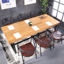 loft conference table American solid wood desk computer desk large conference table industrial wind iron art long table desk furniture