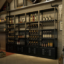 Wrought iron wine rack display rack wine floor rack bar counter modern simple industrial style Nordic wine rack