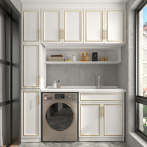 Zhaosheng custom washing machine cabinet space aluminum balcony cabinet hanging cabinet double machine dryer Basin Integrated cabinet laundry companion