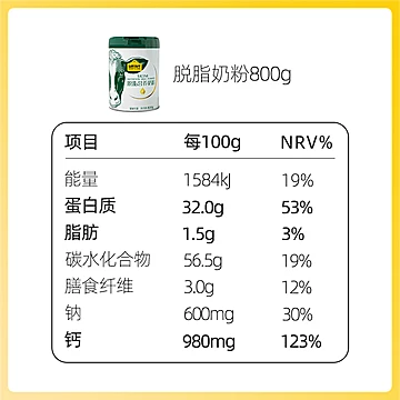 【认养一头牛】全脂/脱脂高钙奶粉800g*2罐[40元优惠券]-寻折猪