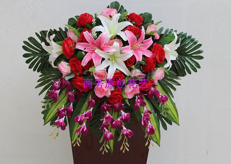 演讲台花仿真花挂式花假花讲台花装饰花司仪主席台花塑料花签到花