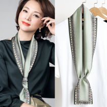 Long small silk scarf female Korean version of Joker decorative scarf summer thin long tie bag belt scarf Net red same model