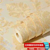 Non-adhesive wallpaper non-woven fabric 3D Cubic relief European-style field Garden Living room Bedroom Cosy home Non-secondary wallpaper