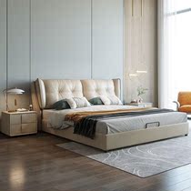 Nordic leather bed modern simple double bed soft bag bed wedding bed 1 8 m bed storage bed master bedroom tatami bed