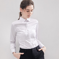 Doll collar white shirt womens long-sleeved 2021 spring new round collar white shirt tooling professional formal work clothes