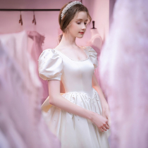 Manchen Fang (Alice) French satin main wedding dress 2021 new bride big tail fugitive princess style