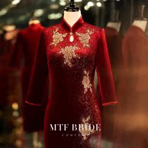 Mantingfang (cuckoo branch) Xi mother-in-law wedding banquet Chinese cheongsam red velvet long sleeve mother wedding dress Noble