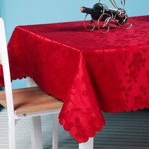 Hotel hotel round table cloth Restaurant coffee table Rectangular tablecloth Household cloth cover cloth Festive red fabric art custom