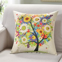 Cartoon linen pillow cushion household living room sofa waist back big back pillow cover without core 50X50 square