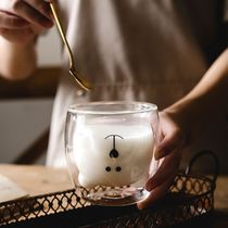 Bear water Cup shaking sound Net red with new cartoon creative personality trend glass double layer heat resistant cute model