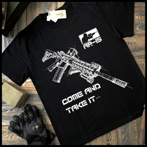 USMC Assault AR15 tactical army fan printed cotton crew neck barrel woven t-shirt