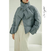 SoLighter asymmetrical tangent light bread down jacket casual warm short coat winter