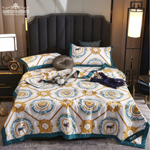 Imported Thailand# European cool feeling silk natural latex air conditioner soft mat can be machine washed summer quilt four-piece set