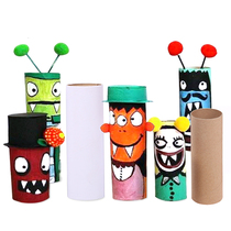 Paper tube roll paper core handmade creative diy kindergarten childrens original wood color painting graffiti art area corner material