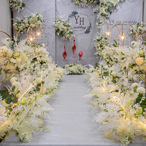 New ground flower wedding stage T platform decoration scene layout road guide flower welcome area wedding silk flower simulation flower
