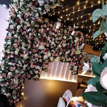 Simulation of European rose row arches round Pavilion Square Pavilion ceremony Pavilion silk flower arrangement wedding rose flower wall road guide Flower