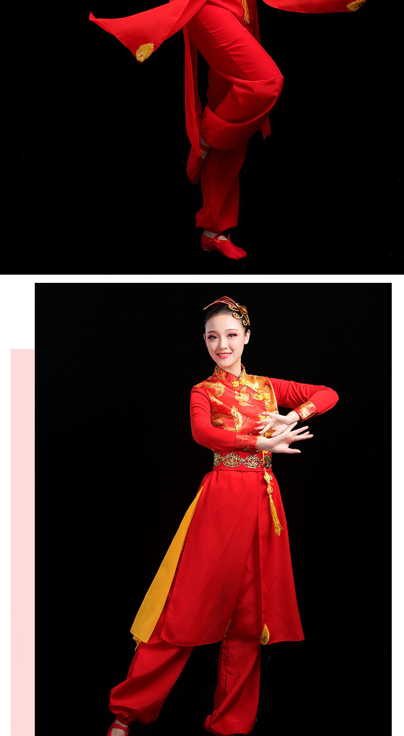 打鼓服演出服女鼓服腰鼓队演出服装水鼓舞锣鼓队秧歌服装新款套装