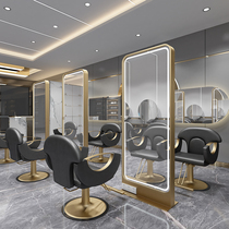 Manufacturer Direct Sale Hair Shop Mirror Desk Full Body Mirror Beauty Hair Lens With LED Light Floor Mirror Hair Salon Special bifacial mirror