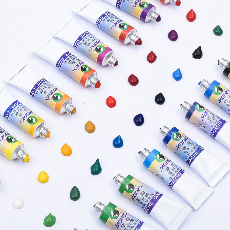 马利牌水粉水彩颜料套装12色5ml