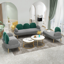 Modern simple fabric sofa clothing store reception light luxury fashion Nordic personality small apartment houndstooth grid net red