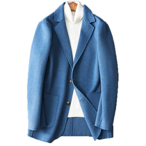 Mens double-sided cashmere wool woolen coat mens suit jacket casual woolen suit collar woolen cloth trench coat Korean version