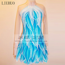 Ice butterfly custom skating suit art gymnastics suit rhythmic gymnastics costume figure skating costume blue BD195