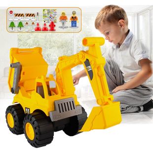 耐摔大号工程车挖掘机模型沙滩儿童节男孩玩具仿真惯性挖土机汽车