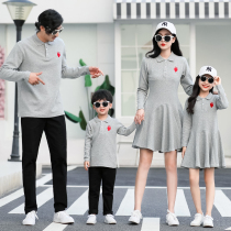 Parent-Child Dress 2021 New Long Sleeve Polo Shirt Womens Dress Family Three Women Women Spring Dress