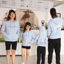  2021 new parent-child spring clothes a family of three and four mother and son trendy anime cartoon casual loose hooded sweater