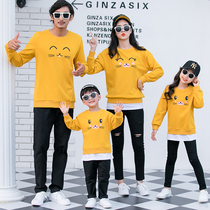 Parent-Child clothing early spring clothes a family of three and four family decoration casual trendy set cartoon spring father and son clothing