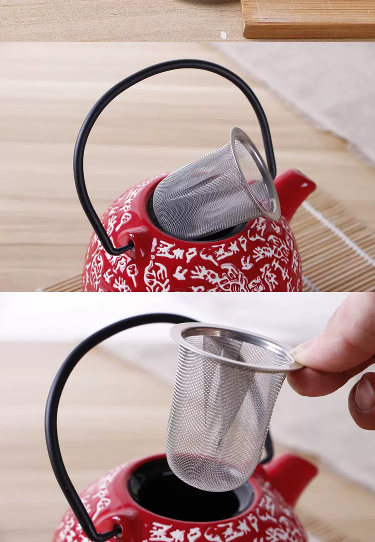 Stainless steel mesh filter Japanese round pot of tea net Korean tea tea accessories insulation glass teapot teacup hook