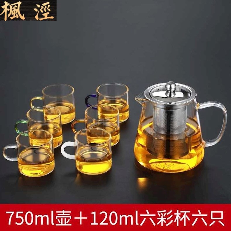 Creative glass cups heat - resistant household kung fu tea set transparent single master cup upset take 6