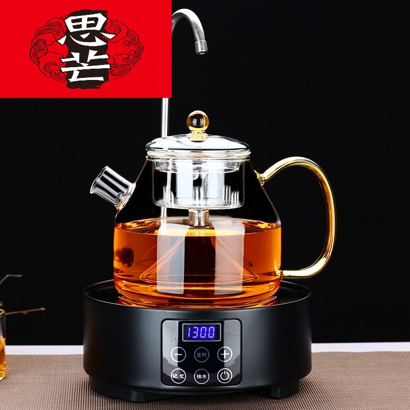 Thinking mans full glass tea steamer cooking pot with automatic water on water and electricity steam TaoLu heat - resistant glass teapot