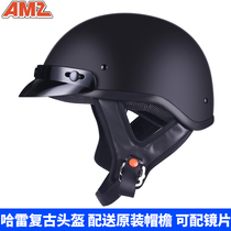 AMZ retro mens and womens scooter helmet summer breathable lightweight electric car scooter half helmet four seasons