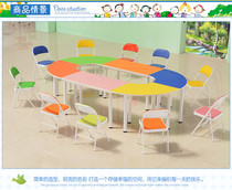 Middle school students desks Colour 4 pieces of parquet Round Tutoring Table Reading Room Table And Chairs Remedial classes Combined desk and chairs