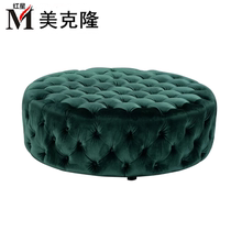 American ink green round sofa Stool Cloister room Stool Living-room Tea Table Stool Velvet down foot dwarf mound Grand round stool
