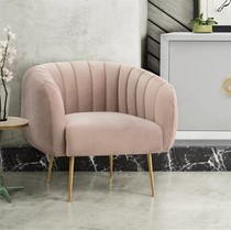 Modern Rear Cloth Art Single Sofa Chair Metal Feet Dining Chair Tiger Chair Living-room Coffee Hall Velvet Cloth Pink Sofa