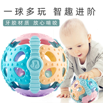 Hand catch ball baby puzzle soft glue Manhattan freshman grasp training hand rattle buckle hole ball can gnaw toy