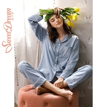 Dream 2021 Spring and Autumn couple pajamas cotton loose can go out to wear cotton men and women solid color home clothing set