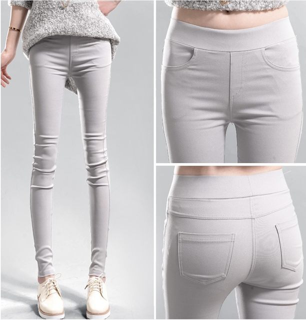 ກາງເກງຂອງແມ່ຍິງ 2021 ເສື້ອຍືດນອກໃຫມ່ໃສ່ເຂົ້າຫນົມອົມ elastic leggings ບາງແອວ elastic pencil pants ສີ pants