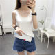 Camisole female new summer wild lace side round neck solid color base Slim T-shirt shirt small shirt