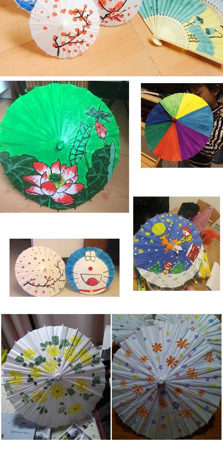 纸伞diy手工绘画伞幼儿园创意儿童手绘伞雨伞涂鸦伞空白纸伞_濮院毛衫