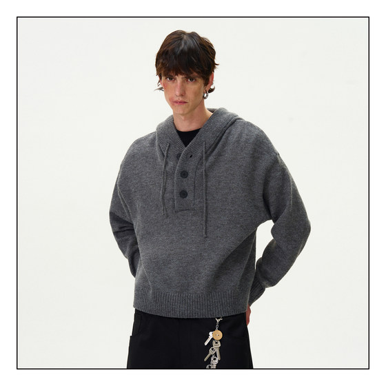 MADWITCH winter retro atmosphere hooded sweater men and women casual loose lazy gray sweater jacket MADWITCH winter retro atmosphere hooded sweater men and women casual loose lazy gray sweater jacket