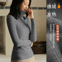 Untrace De velvet base shirt Womens fever high collar thin velvet thickened velvet plus size tight warm underwear autumn clothes