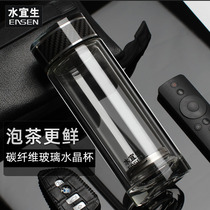 Shuiyisheng double-layer thickened insulation glass teacup mens high-end transparent business tea cup weak alkaline water cup