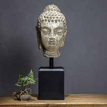 Living room porch creative ancient style Zen Buddha head furnishings Chinese style home tea room teahouse Teahouse Takatori Buddha head ornaments
