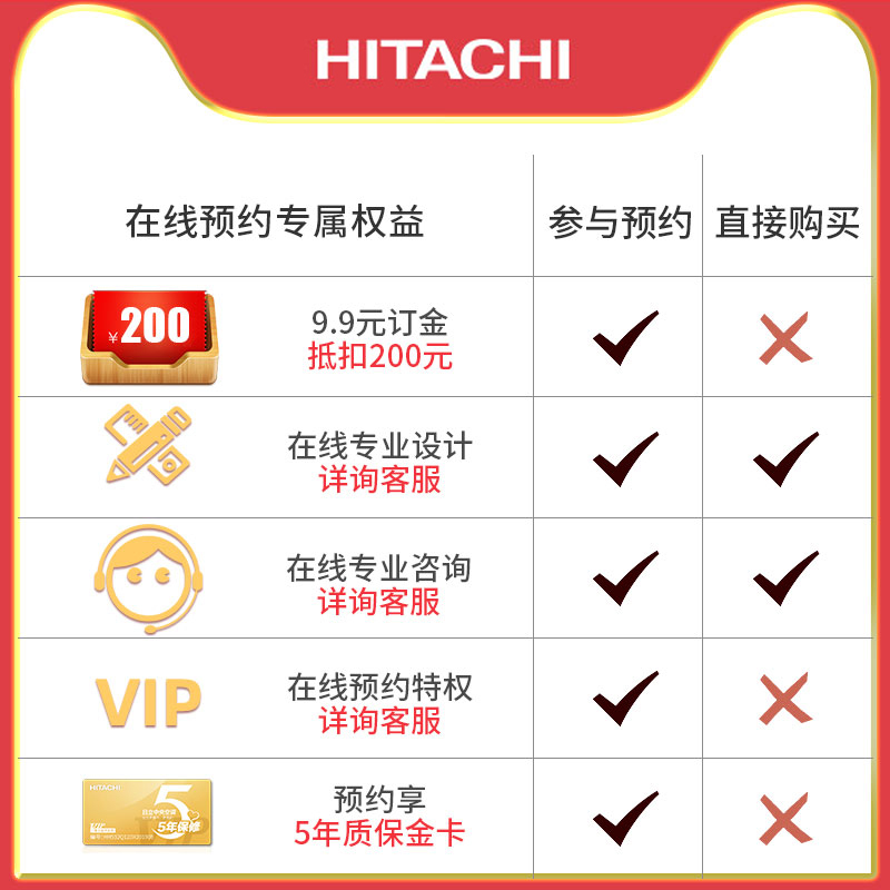 hitachi/hitachi inverter 8 horses one with six more online heating and cooling household central air conditioner ras-224fsyn2q