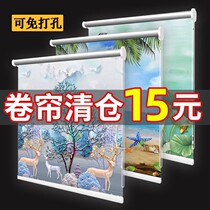 Curtain finished products roller blinds curtains lifting hand-in-hand stiletto pull-drawing hanging painting cloth art curly leaf curly room wall painting